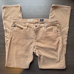AG Adriano Goldschmied “The Stevie” Slim Straight Tan Corduroy Pants, Womens 32R